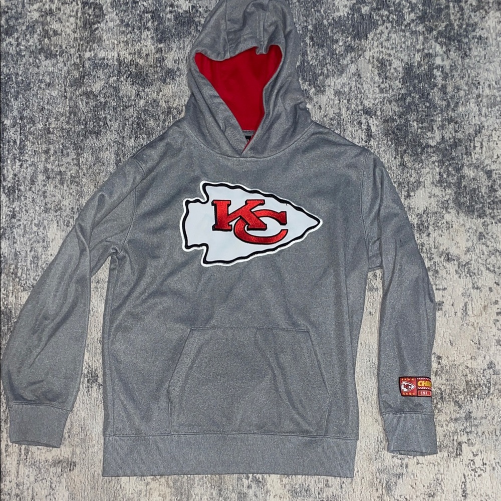 Boys XL NFL Team Apparel Gray and Red Hoodie Kansas City Chiefs